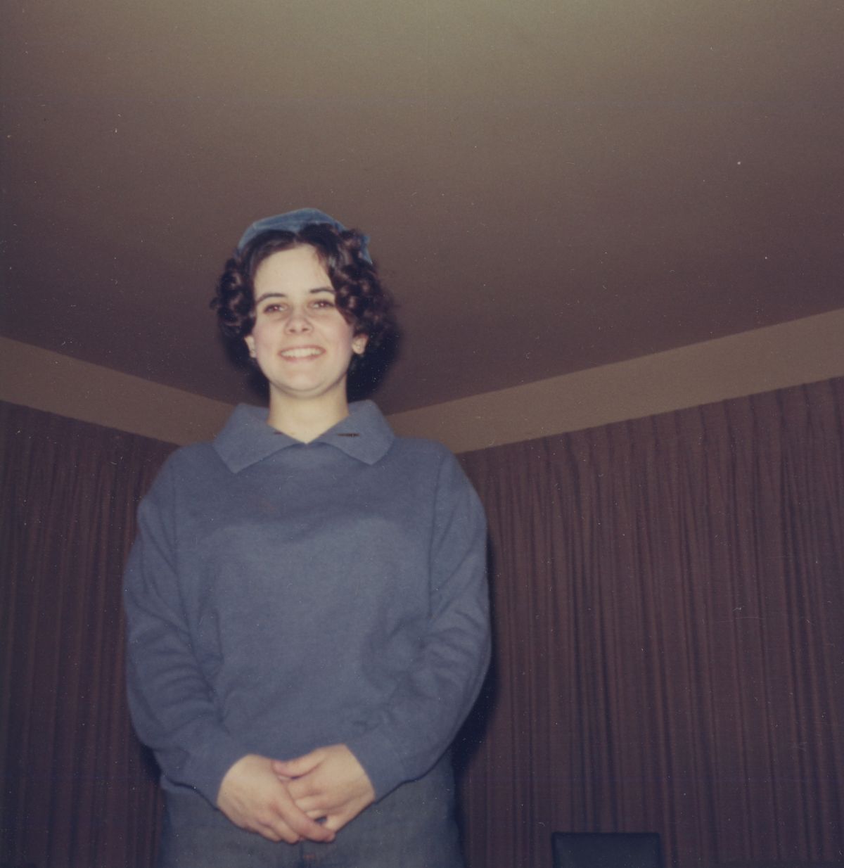 Judi With Gins Hat At Home Before Going To Jeff Kepharts Party At Crandalls With Hair In Ringlets